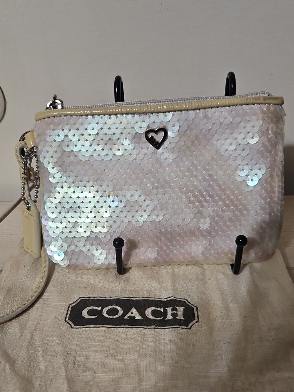 Coach EUC Poppy Iridescent Sequin Wristlet